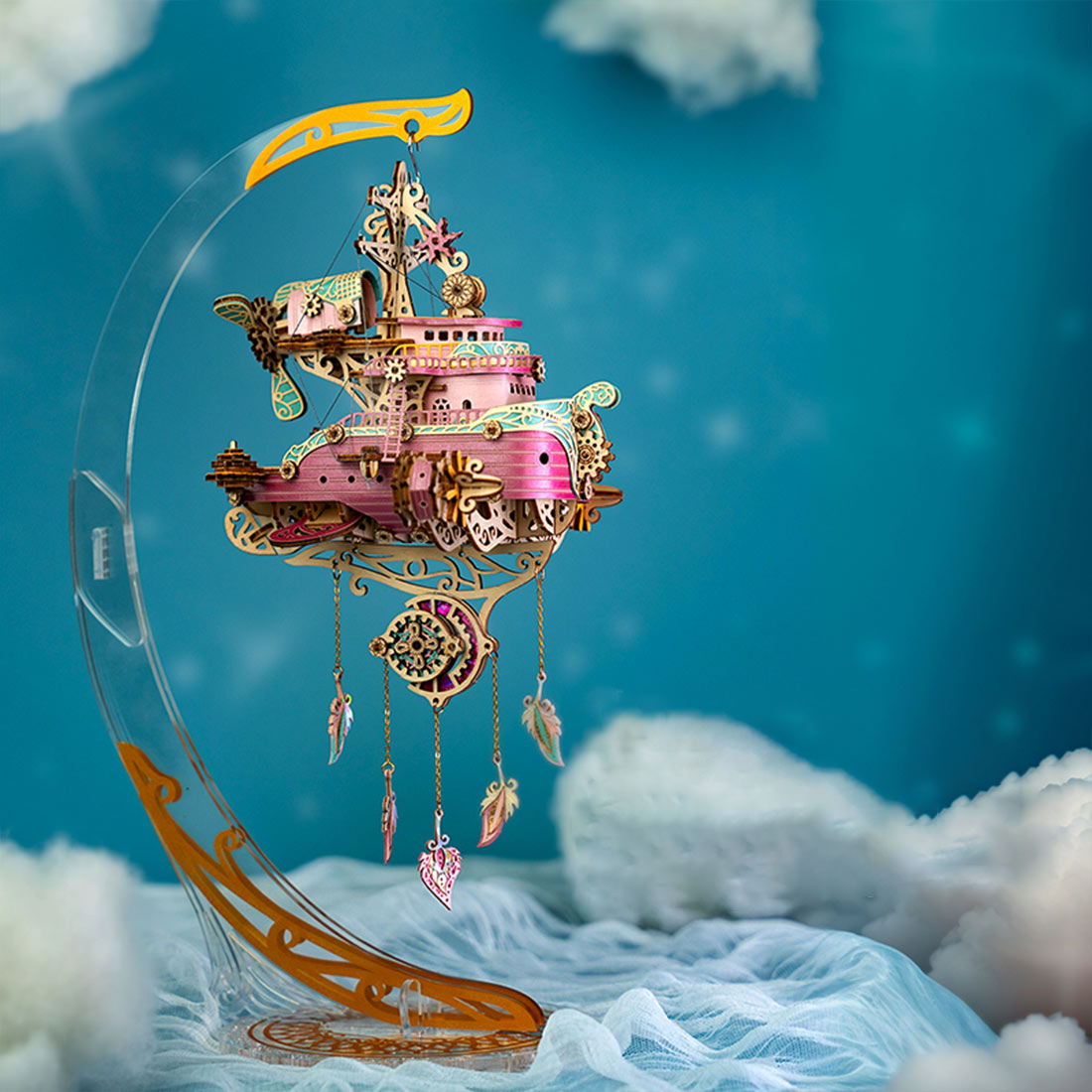 Victorian Steampunk Spaceship Dream Catcher Wooden Building Model Kits