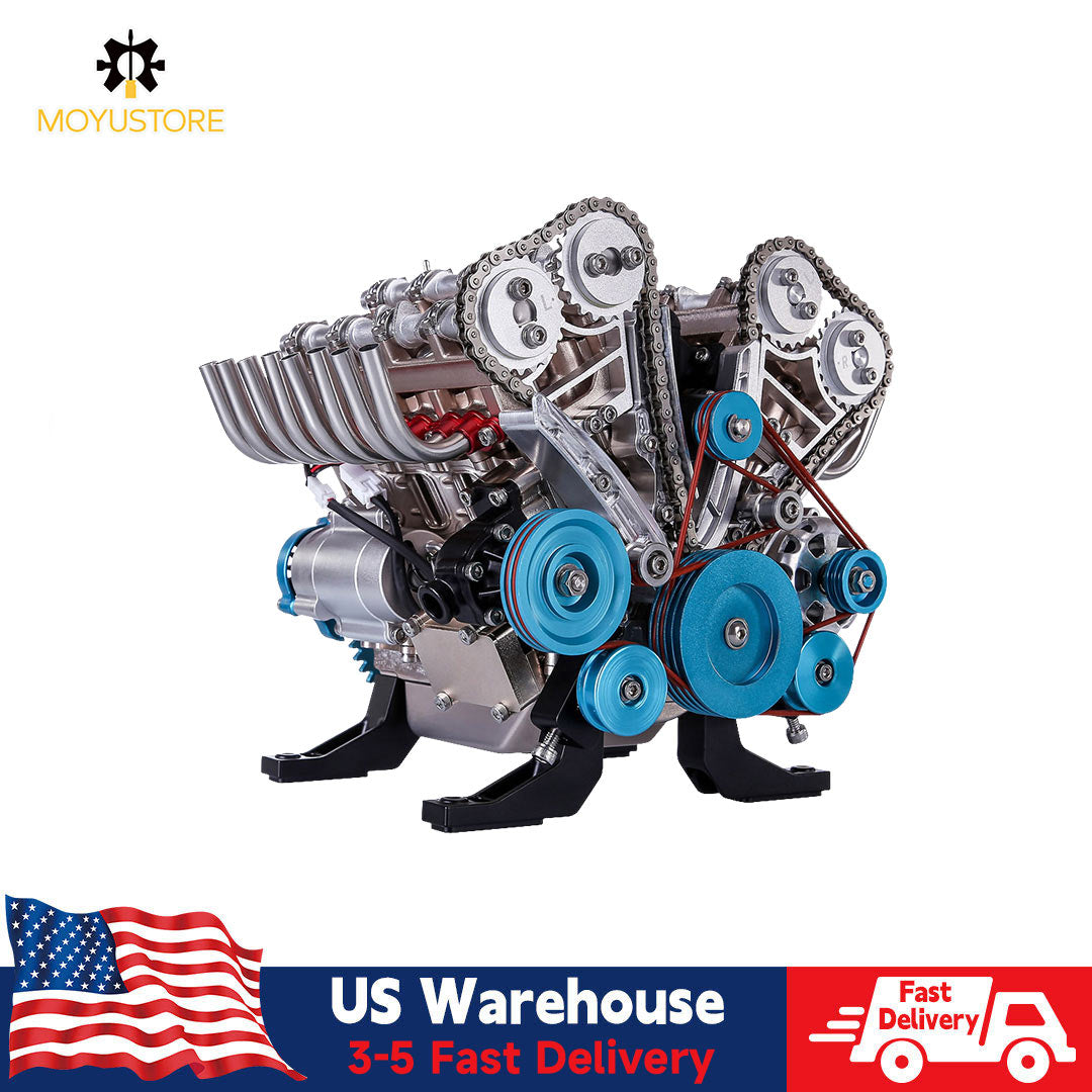 V8 Engine TECHING 3D Metal Mechanical Engine Model Science Experiment Boys Toy 500+Pcs