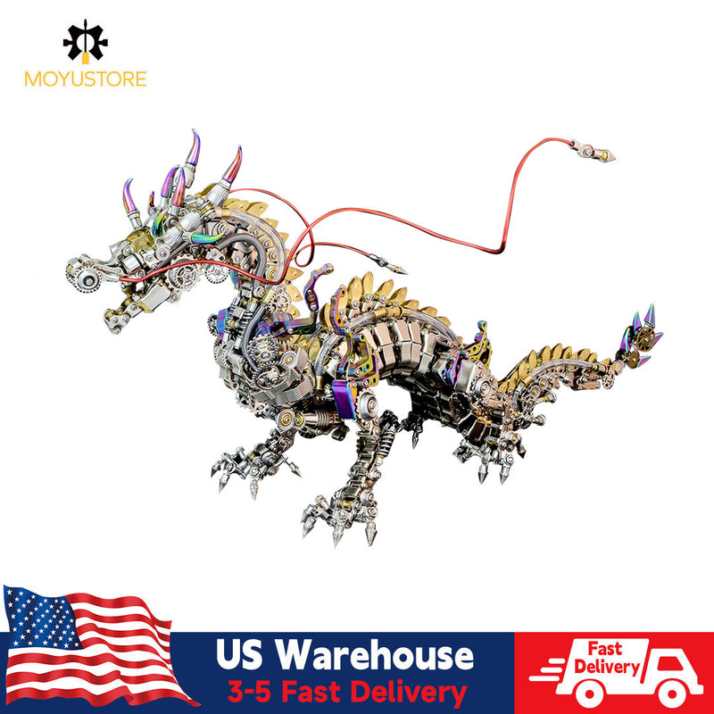 Moyustore 2030+PCS Punk Mechanical Metal Large Dragon Model Kit Difficult Puzzle 50cm