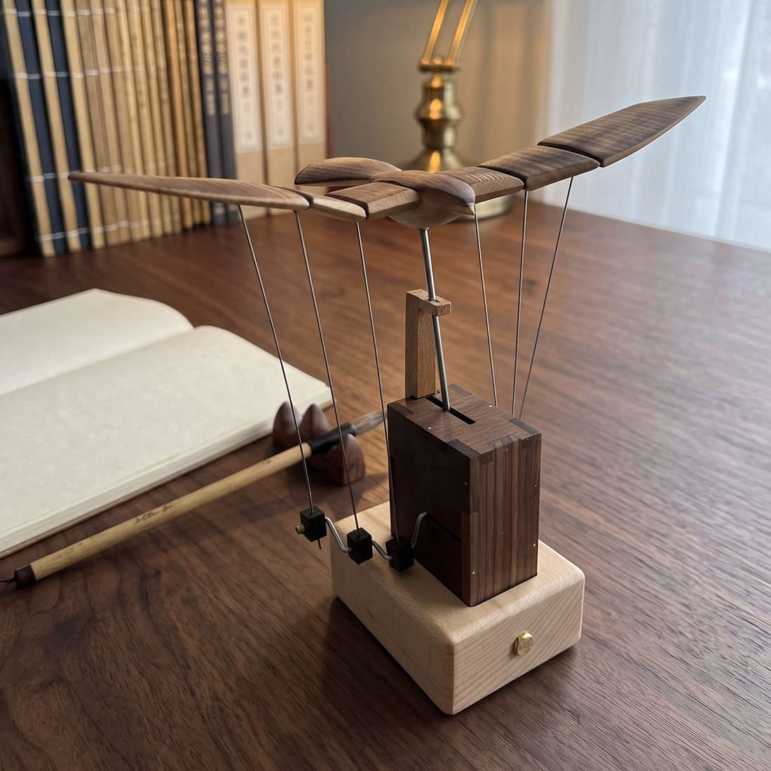 Punkbuild Mechanical Eagle Moving Wooden Sculpture Finished Art Collectible