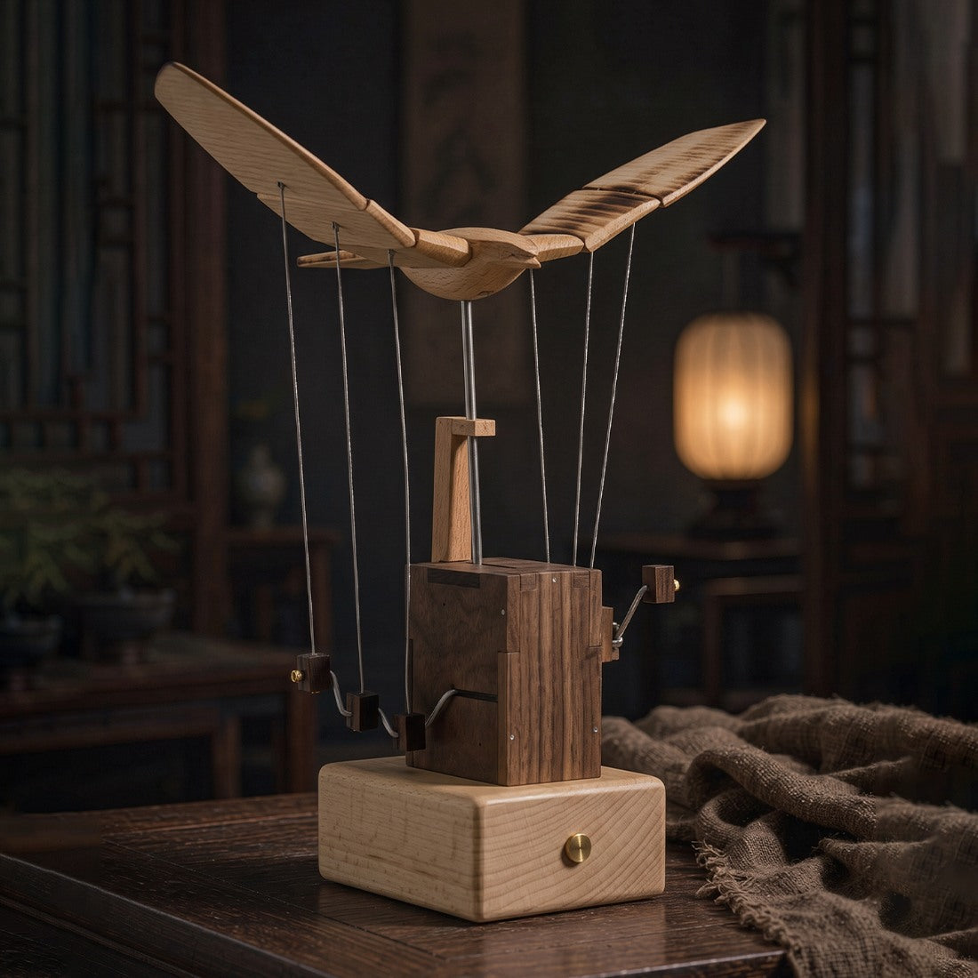 Punkbuild Mechanical Eagle Moving Wooden Sculpture Finished Art Collectible
