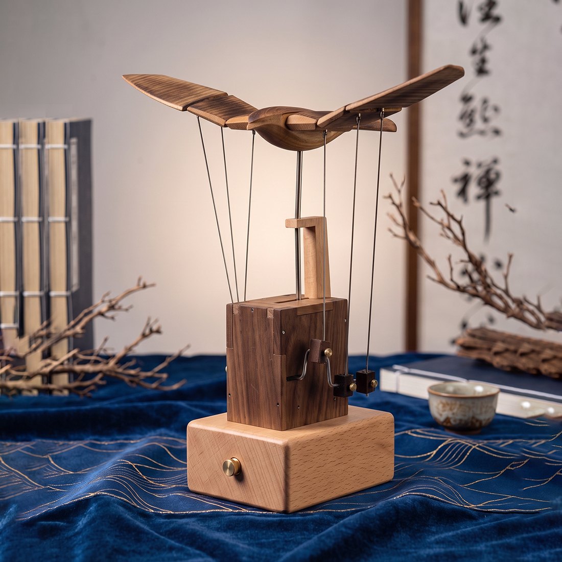 Punkbuild Mechanical Eagle Moving Wooden Sculpture Finished Art Collectible