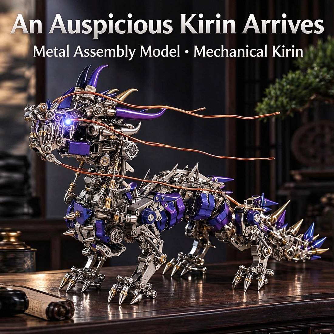 Punkbuild Mechanical Qilin Metal Model Kit with LED Lights（1623PCS）