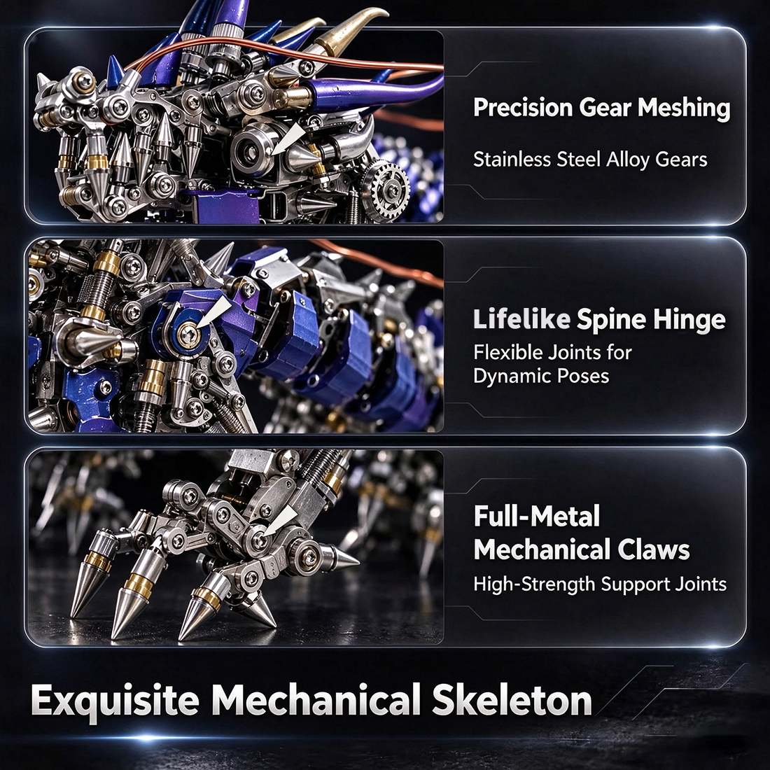 Punkbuild Mechanical Qilin Metal Model Kit with LED Lights（1623PCS）
