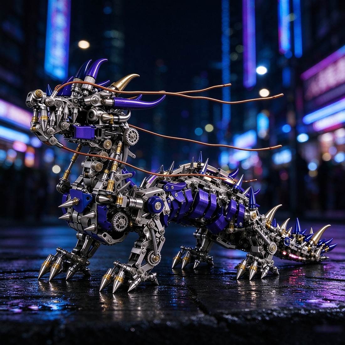 Punkbuild Mechanical Qilin Metal Model Kit with LED Lights（1623PCS）