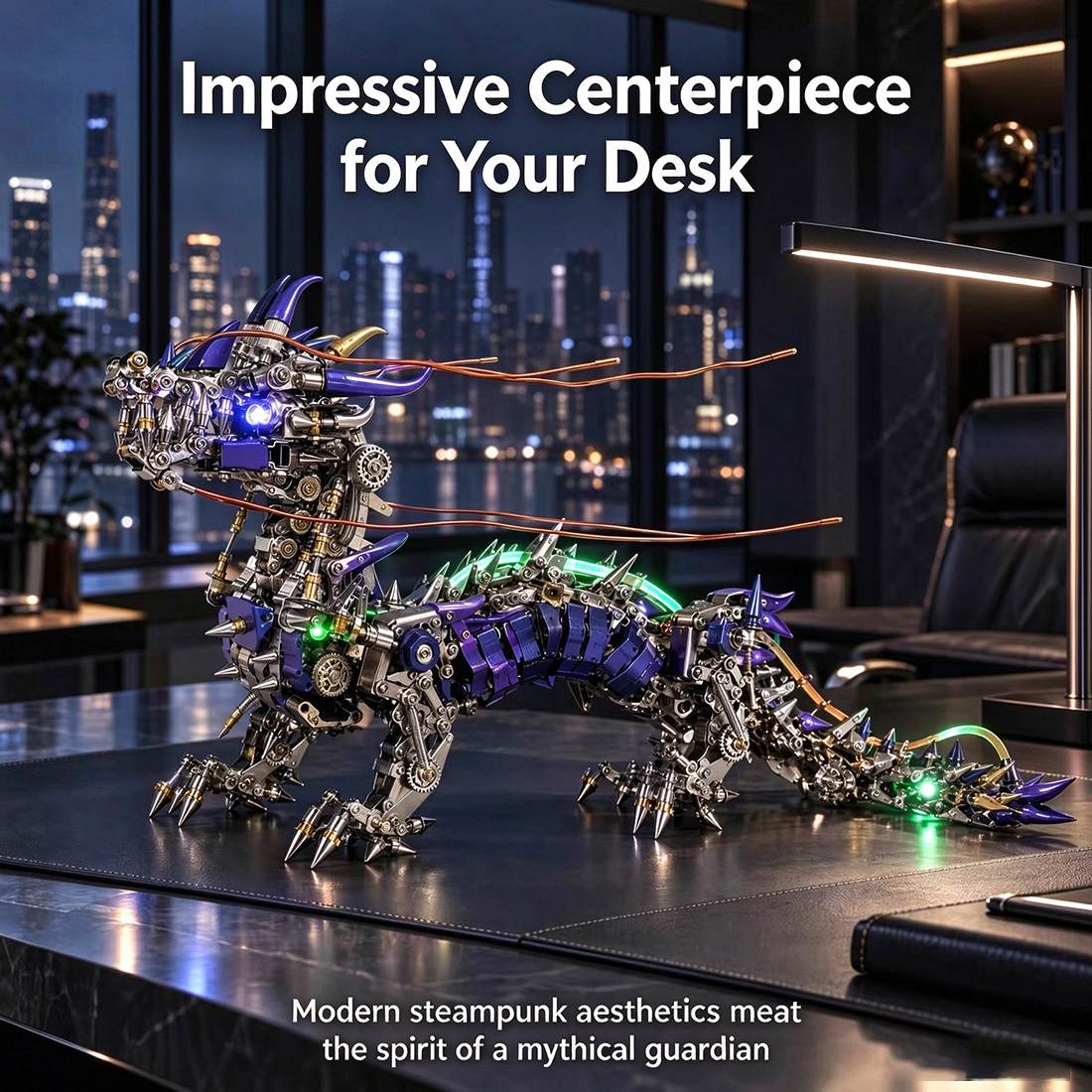 Punkbuild Mechanical Qilin Metal Model Kit with LED Lights（1623PCS）