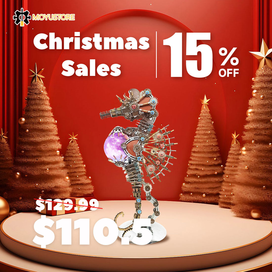 Steampunk Style Pregnant Seahorse Holding Planet  Metal Model Kits -Keep the Planet Healthy