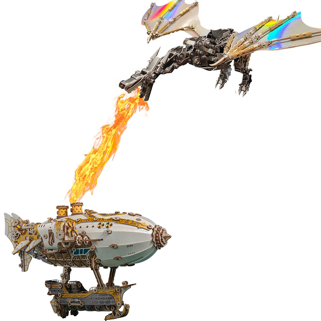 Steampunk Airship Blimps 3D Wooden Puzzle Model Building Kit with LED Light