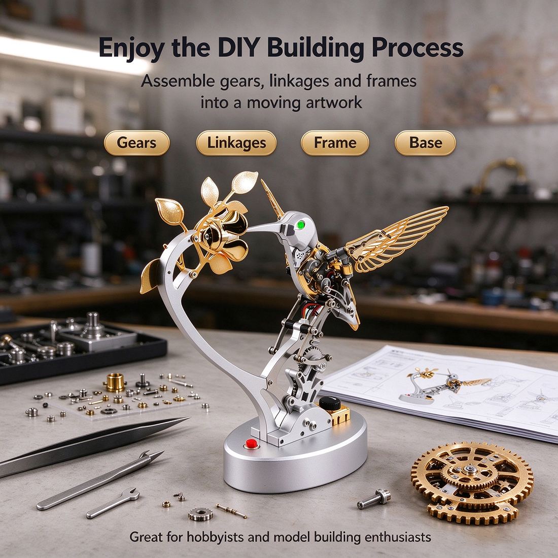 Steampunk Mechanical Bird Metal DIY Model Kit 250+PCS