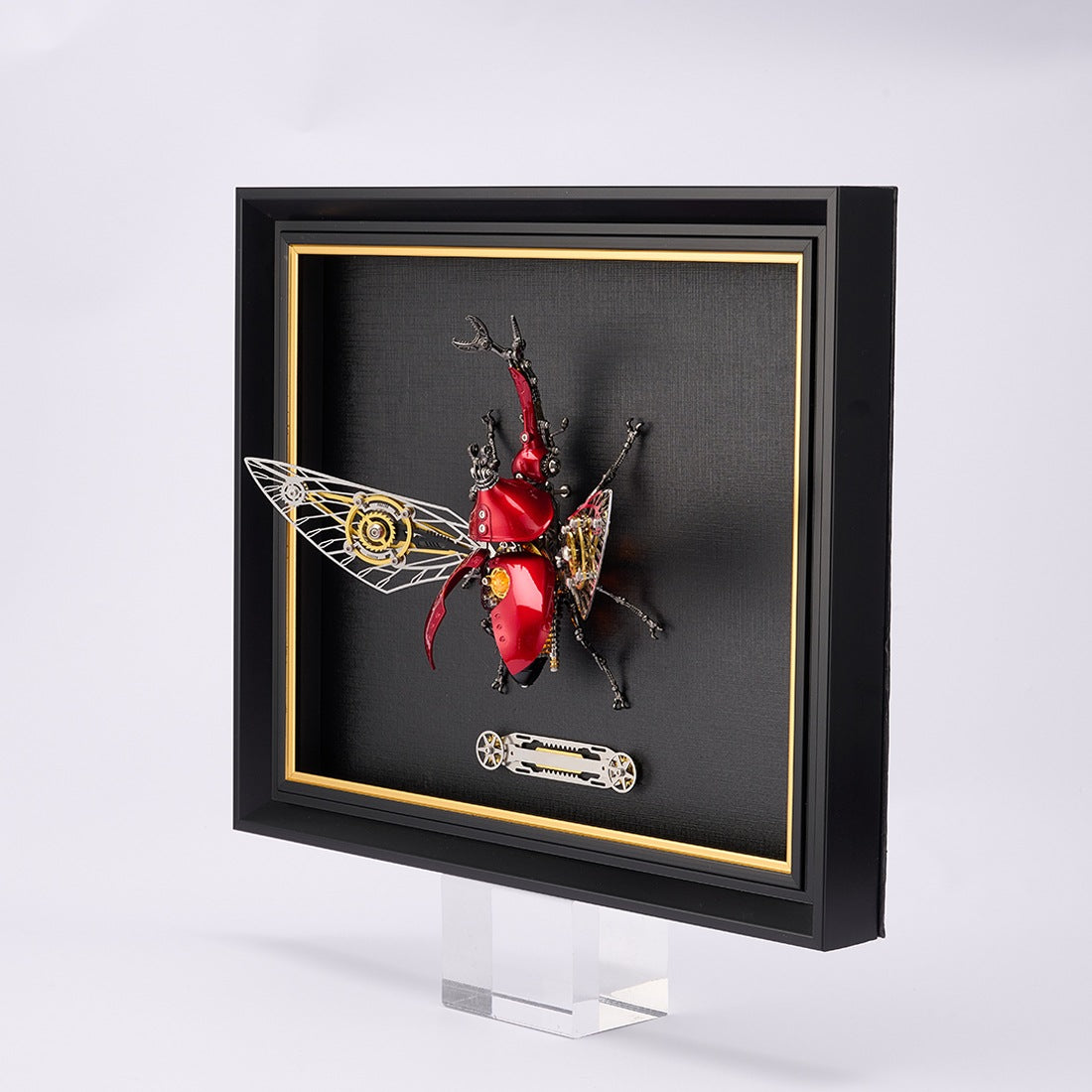 Steampunk Mechanical Insect Specimen Display Frame with Metal Nameplate（Only Frame  ）