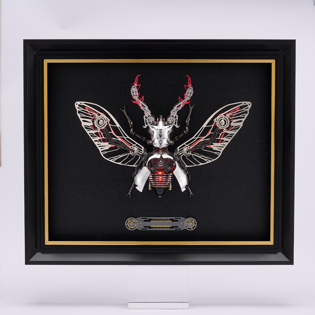 Steampunk Mechanical Insect Specimen Display Frame with Metal Nameplate（Only Frame  ）