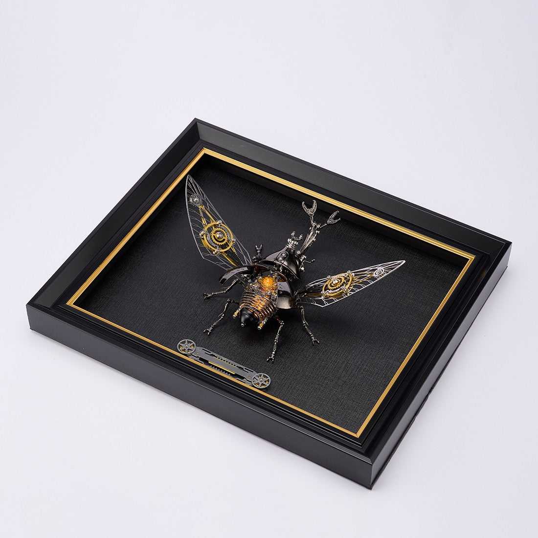 Steampunk Mechanical Insect Specimen Display Frame with Metal Nameplate（Only Frame  ）