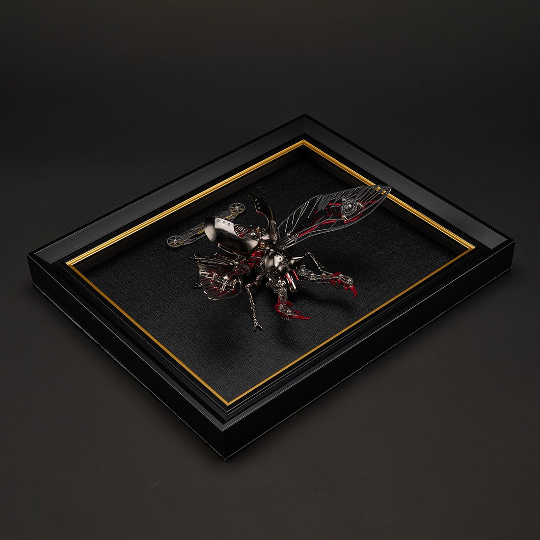 Steampunk Mechanical Insect Specimen Display Frame with Metal Nameplate（Only Frame  ）