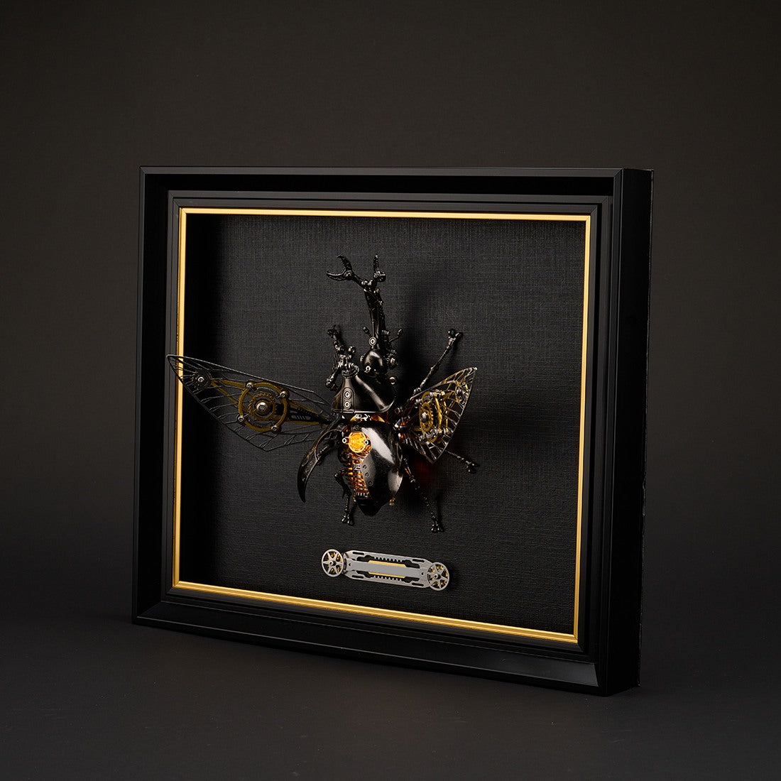 Steampunk Mechanical Insect Specimen Display Frame with Metal Nameplate（Only Frame  ）