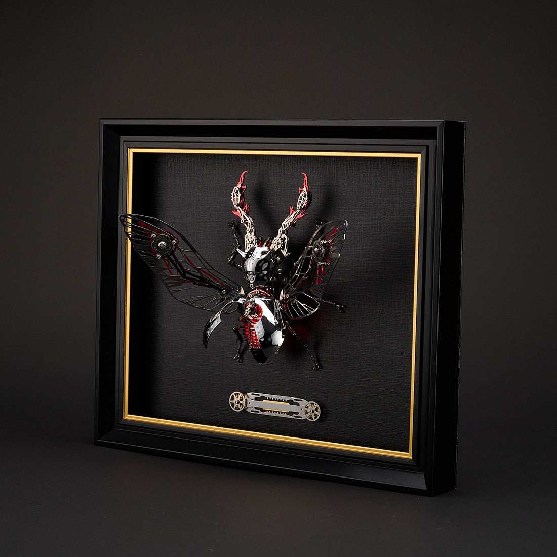 Steampunk Mechanical Insect Specimen Display Frame with Metal Nameplate（Only Frame  ）