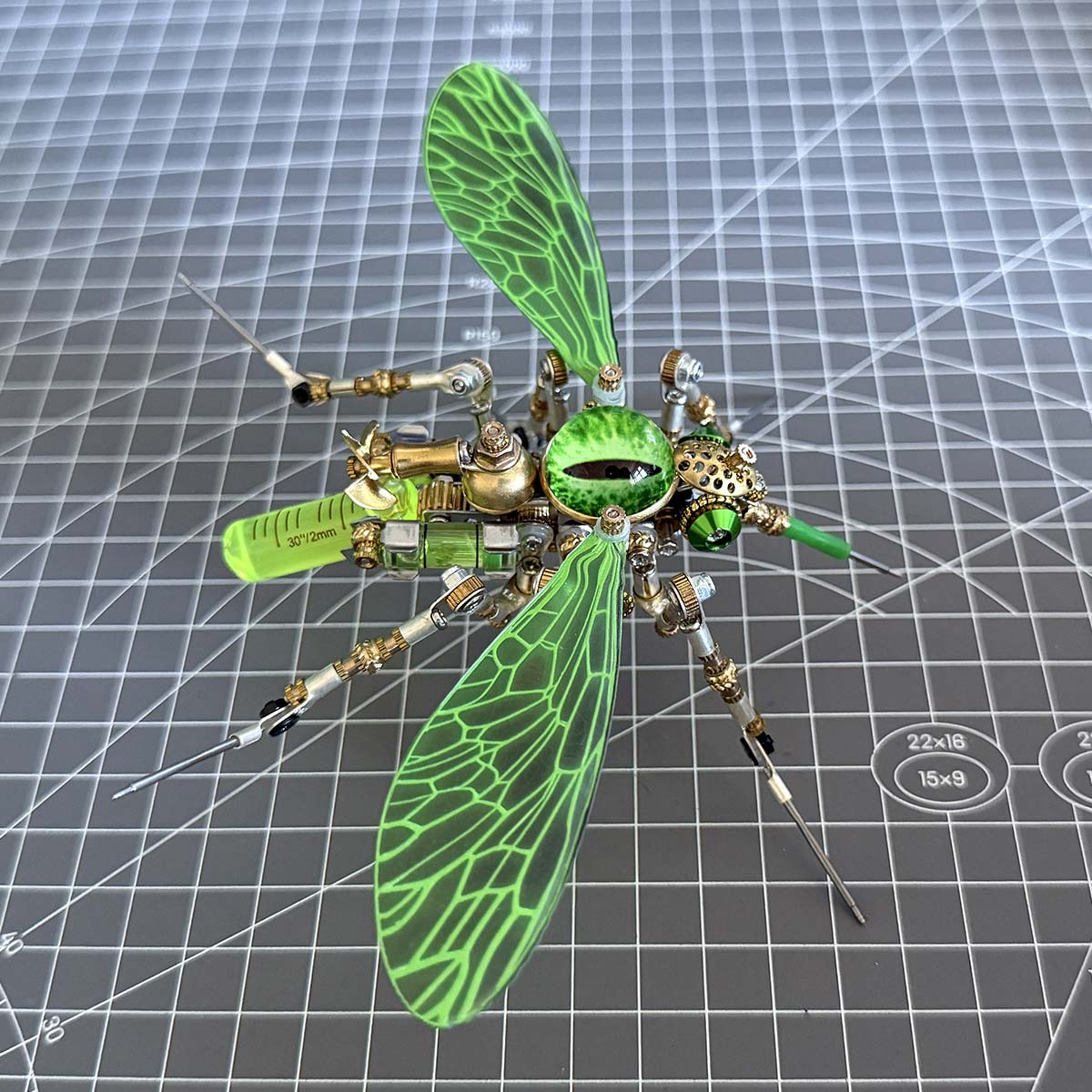 3D Steampunk Biomechanical Green Mosquito Metal Model Building Kit 320PCS+