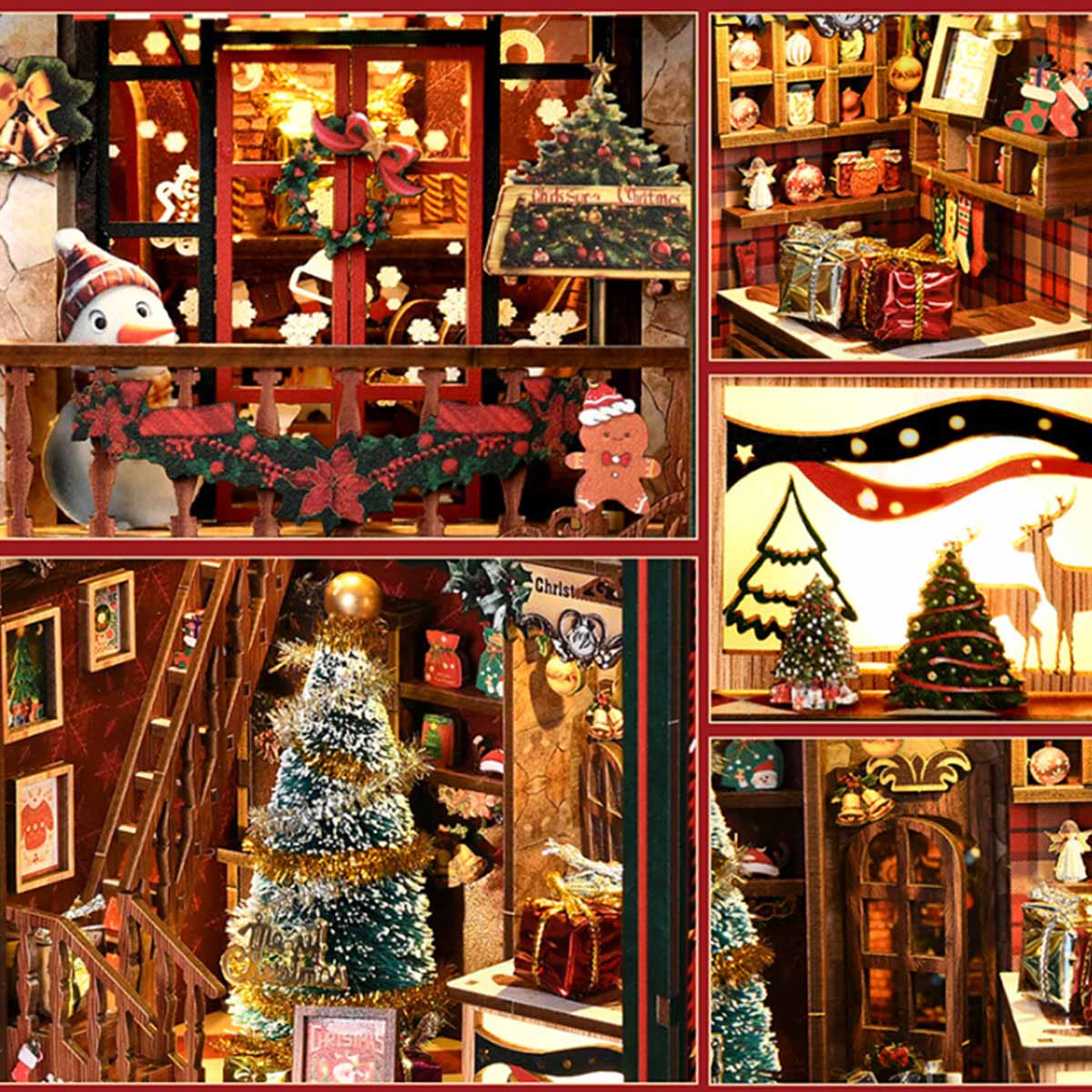 Christmas Shop Souvenir Gift Store 3D Wooden DIY Miniature House Building Kit 264PCS
