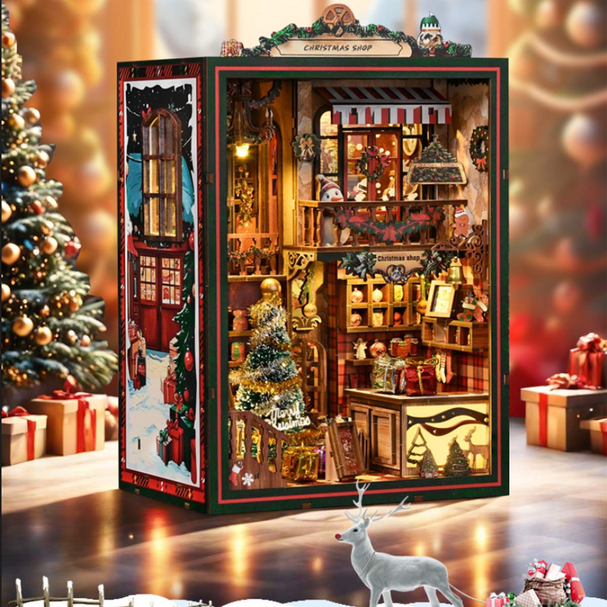 Christmas Shop Souvenir Gift Store 3D Wooden DIY Miniature House Building Kit 264PCS