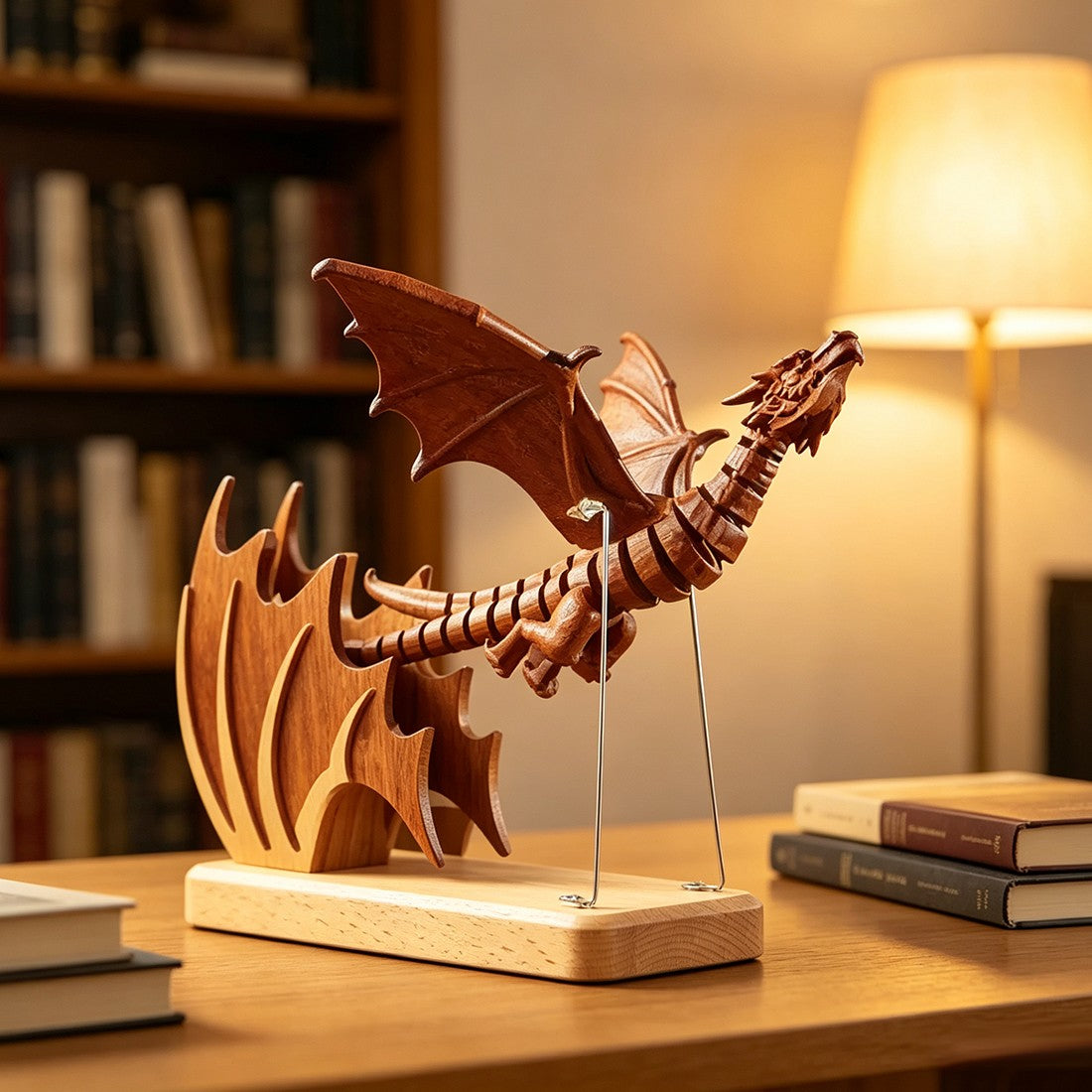 Wooden Western Mythical Creature Articulated Gothic Desktop Sculpture