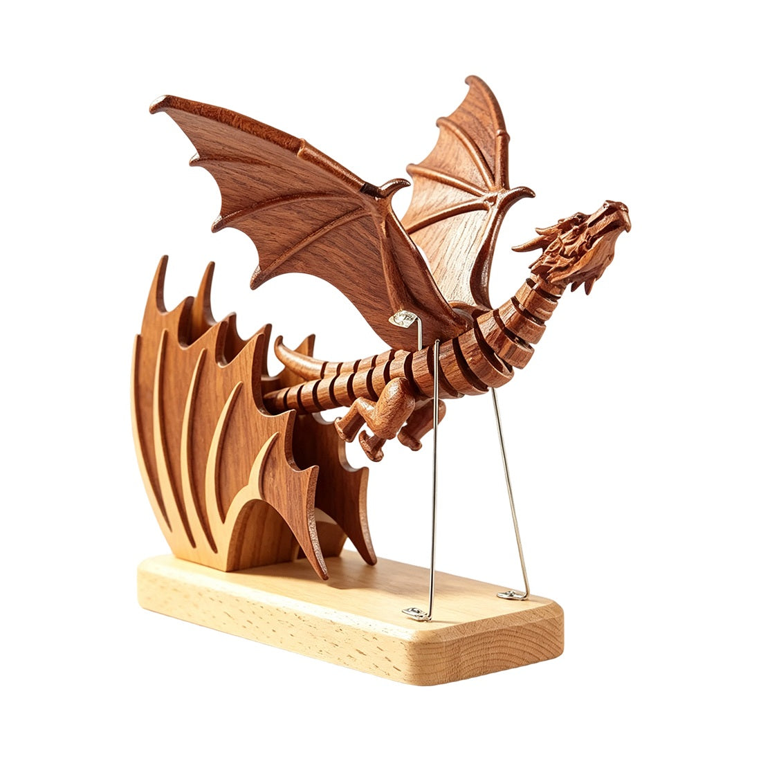 Wooden Western Mythical Creature Articulated Gothic Desktop Sculpture