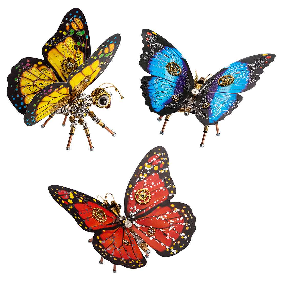 Moyustore 3pcs/ Set Steampunk 3D Monarch Butterflies Model Building Kit