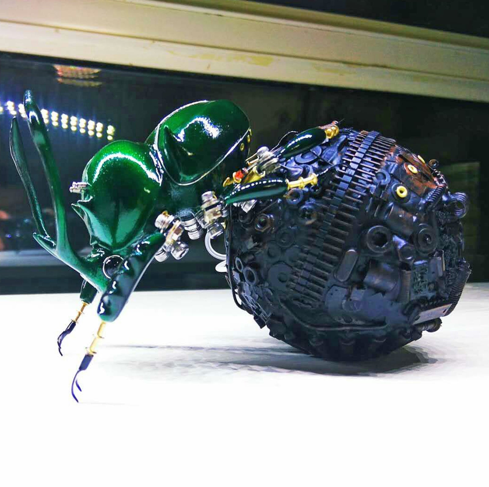 Steampunk  Dung Beetle Bugs Sculpture Model 3D Metal Assembled Crafts