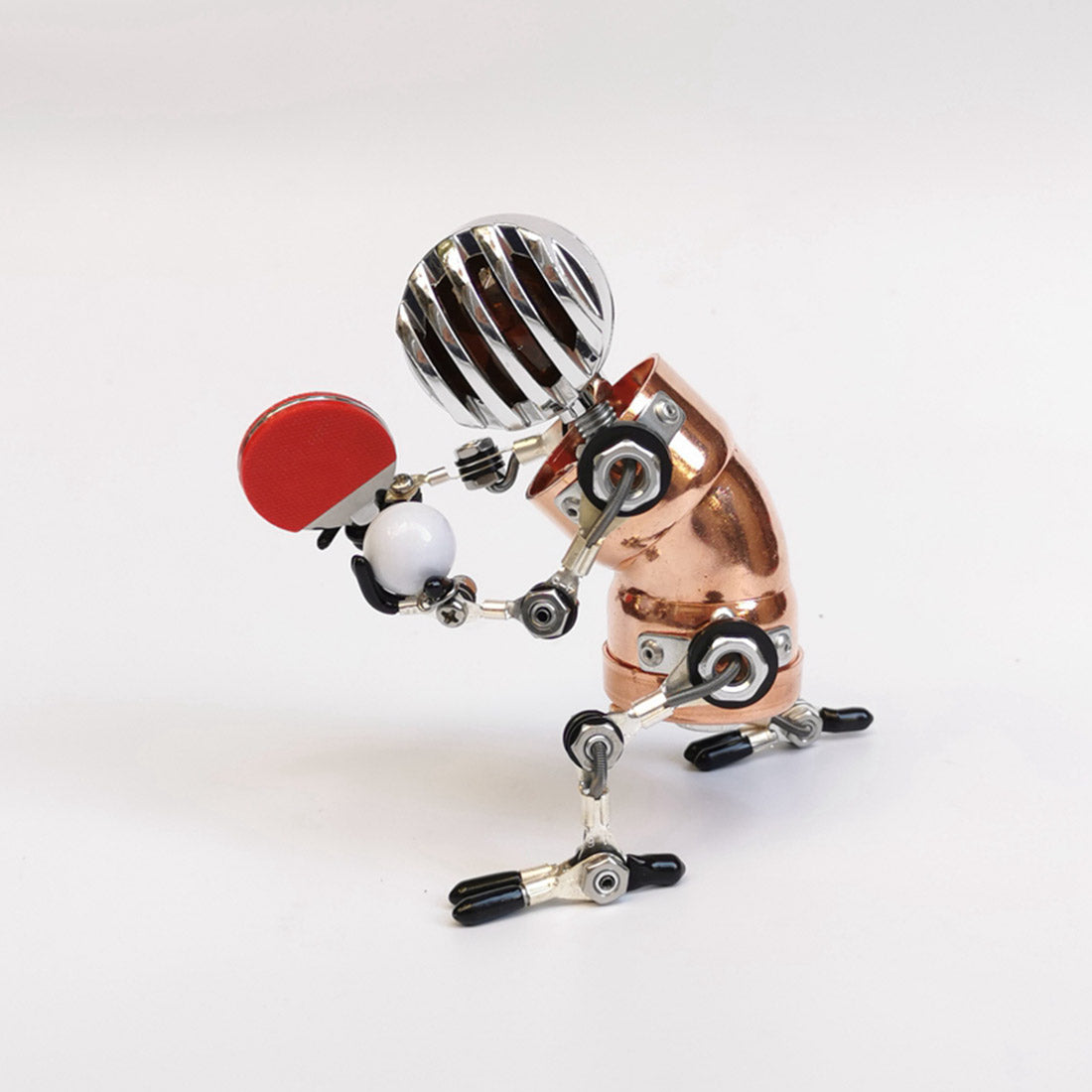 Steampunk Metal Model Robot Table Tennis Player David Night Light Edition