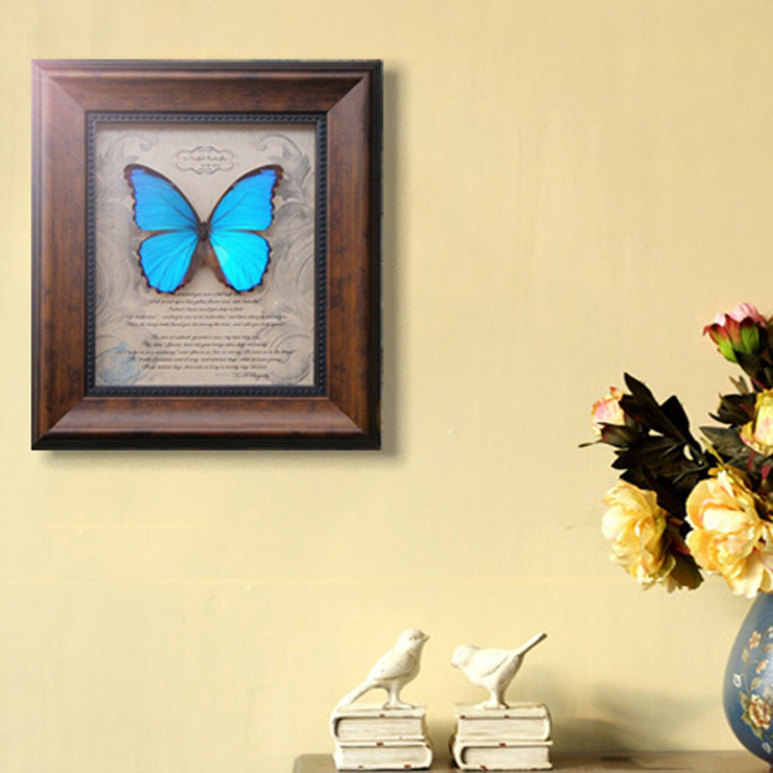 Blue Morpho Butterfly With Photo Frame Punk Taxidermy Model