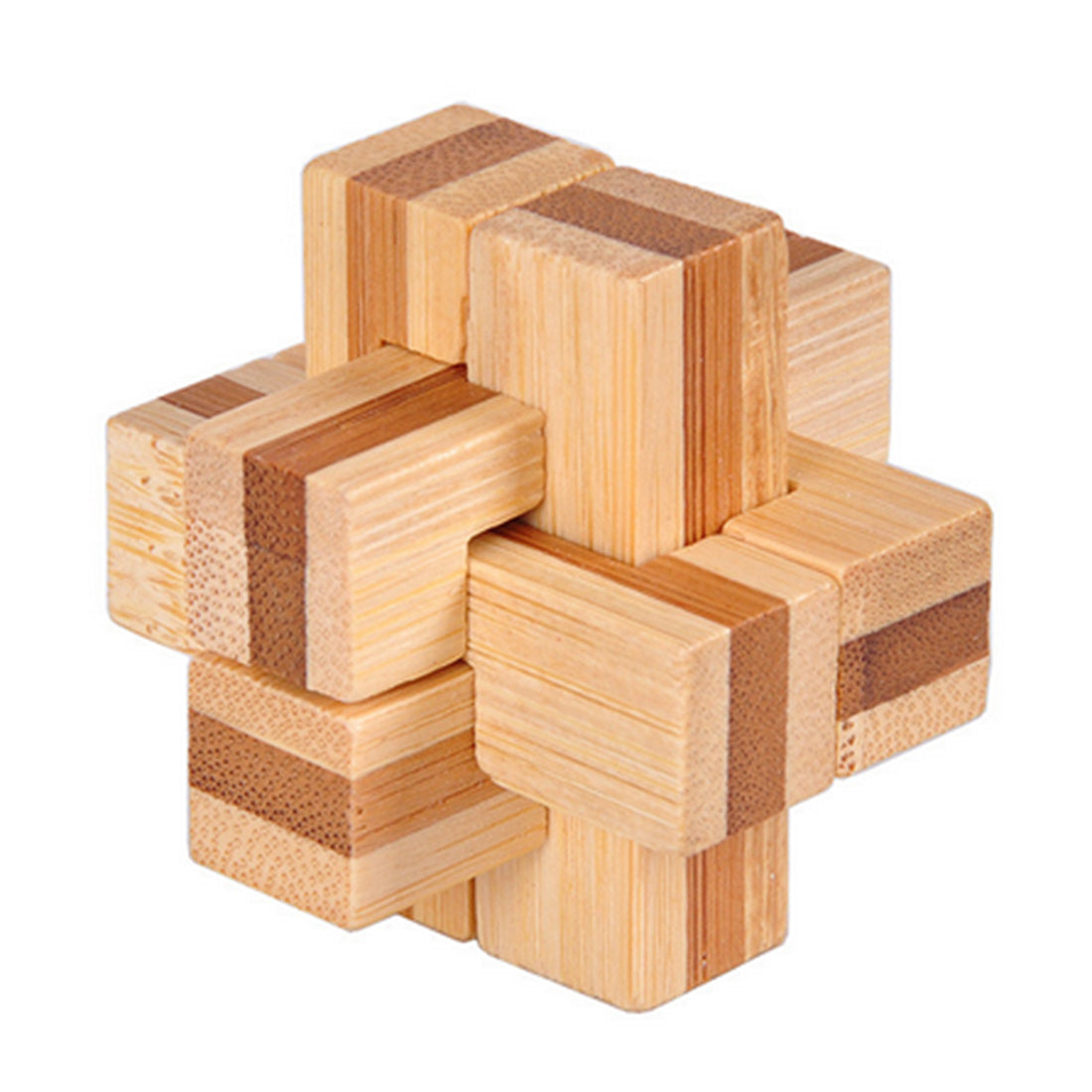 Bamboo Six-port Shape Kong Ming Lock Puzzle Toy for Kids Children Learning Educational Toys