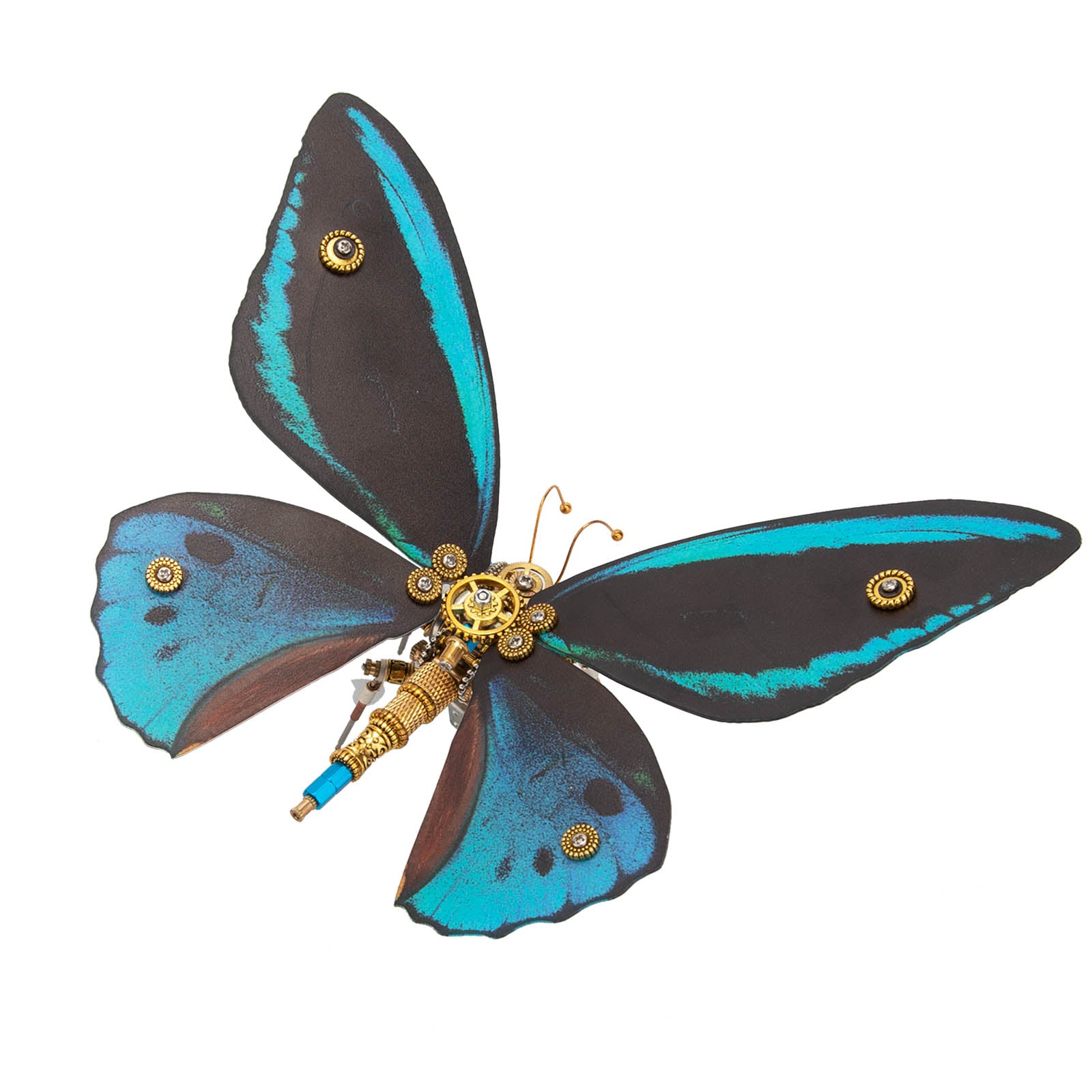 150PCS+ Steampunk Blue Butterfly 3D Metal Ornithoptera Priamus Model DIY Kits
