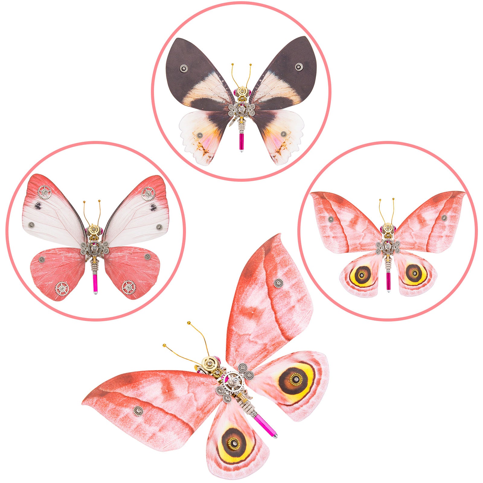 200PCS+ Steampunk Metal Assembly Butterfly Lymantria Punicea, Alcides Orontes & Pierisrapae Linne