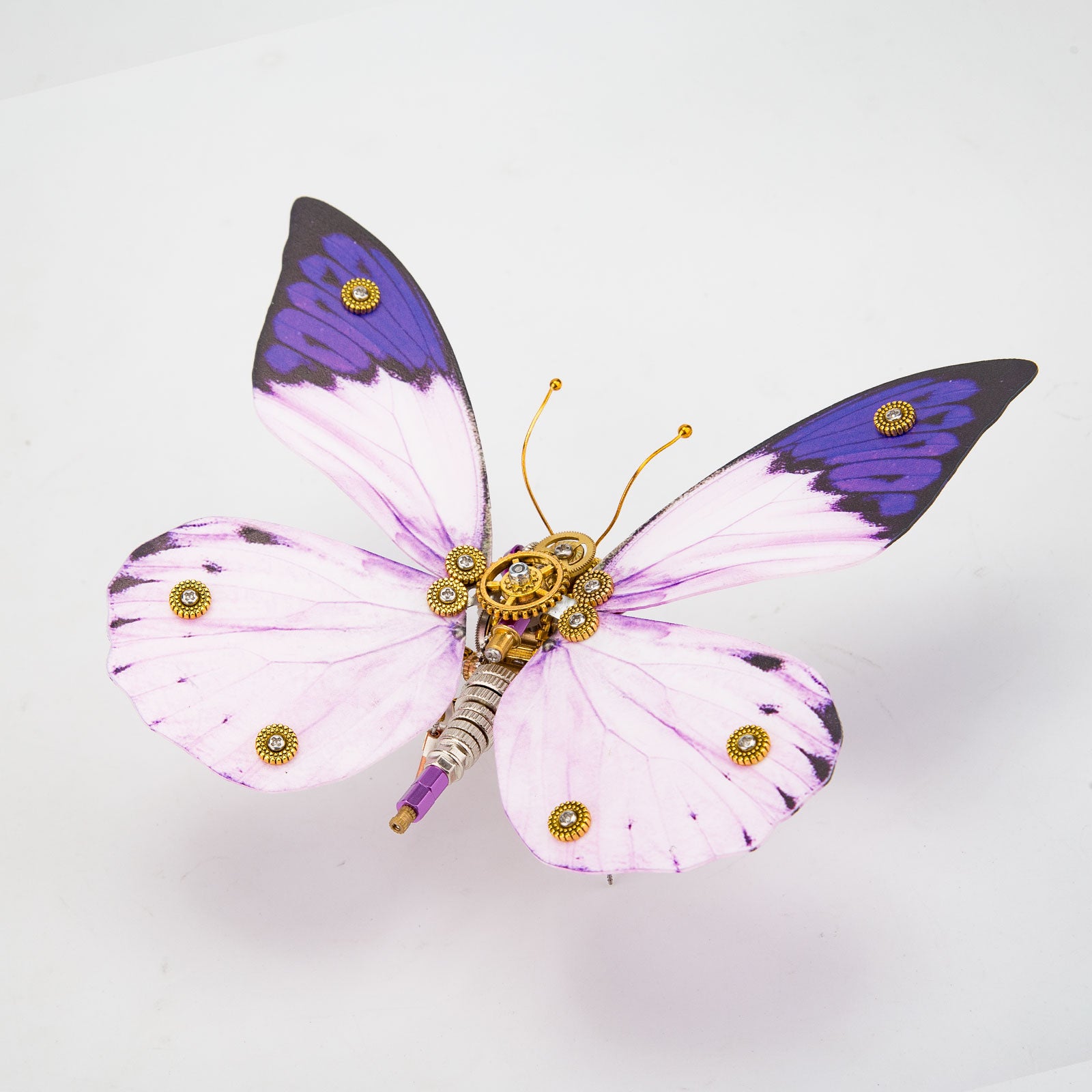 Steampunk 3D Metal Purple Butterfly Hebomoia Glaucippe Model DIY Kits