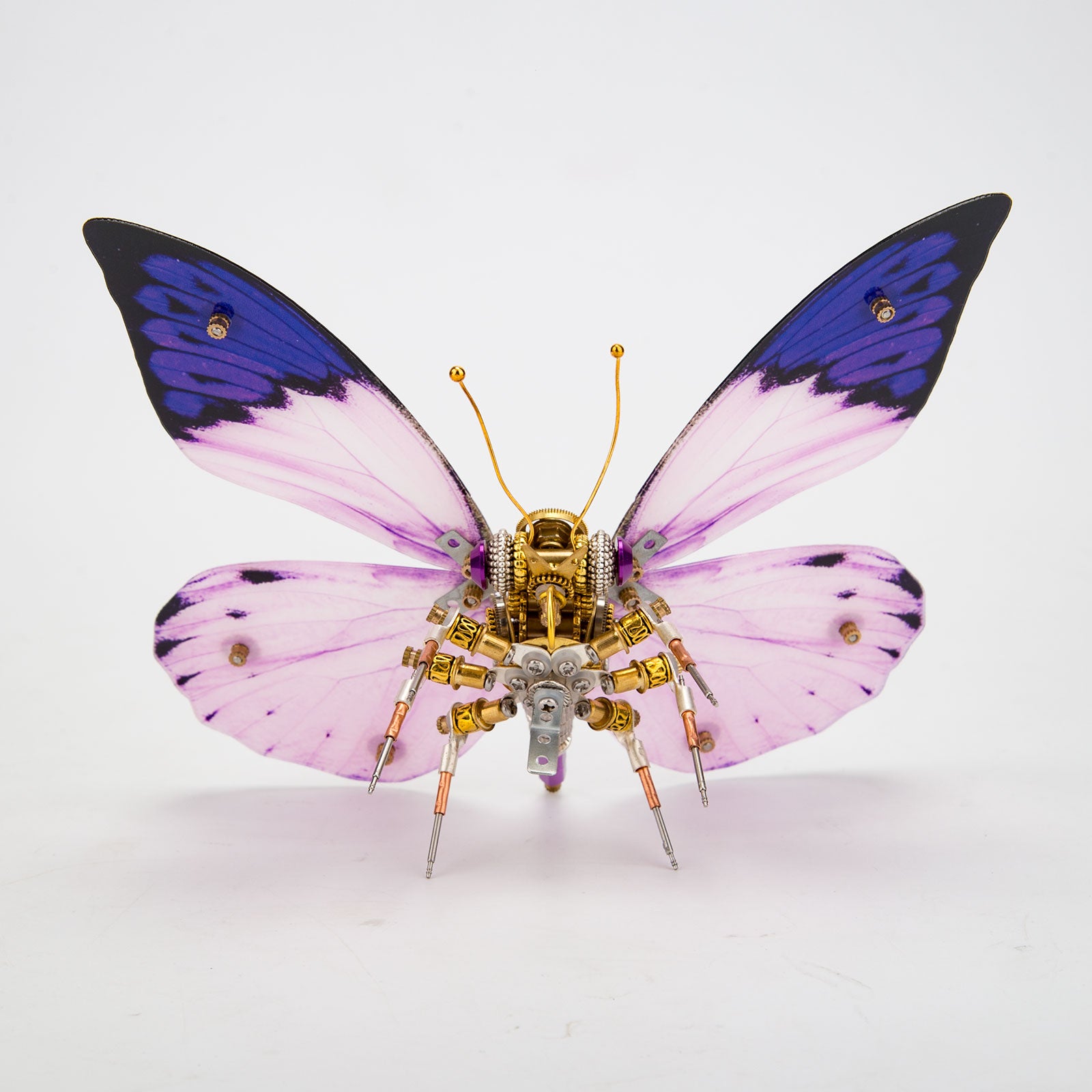 Steampunk 3D Metal Purple Butterfly Hebomoia Glaucippe Model DIY Kits