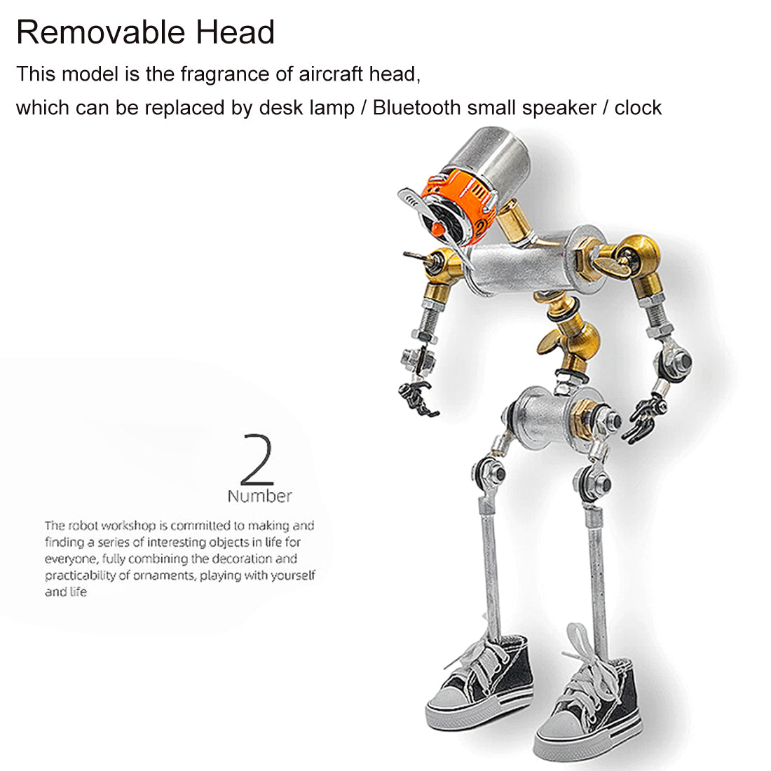 Steampunk No.2 Single Robot Head Orange