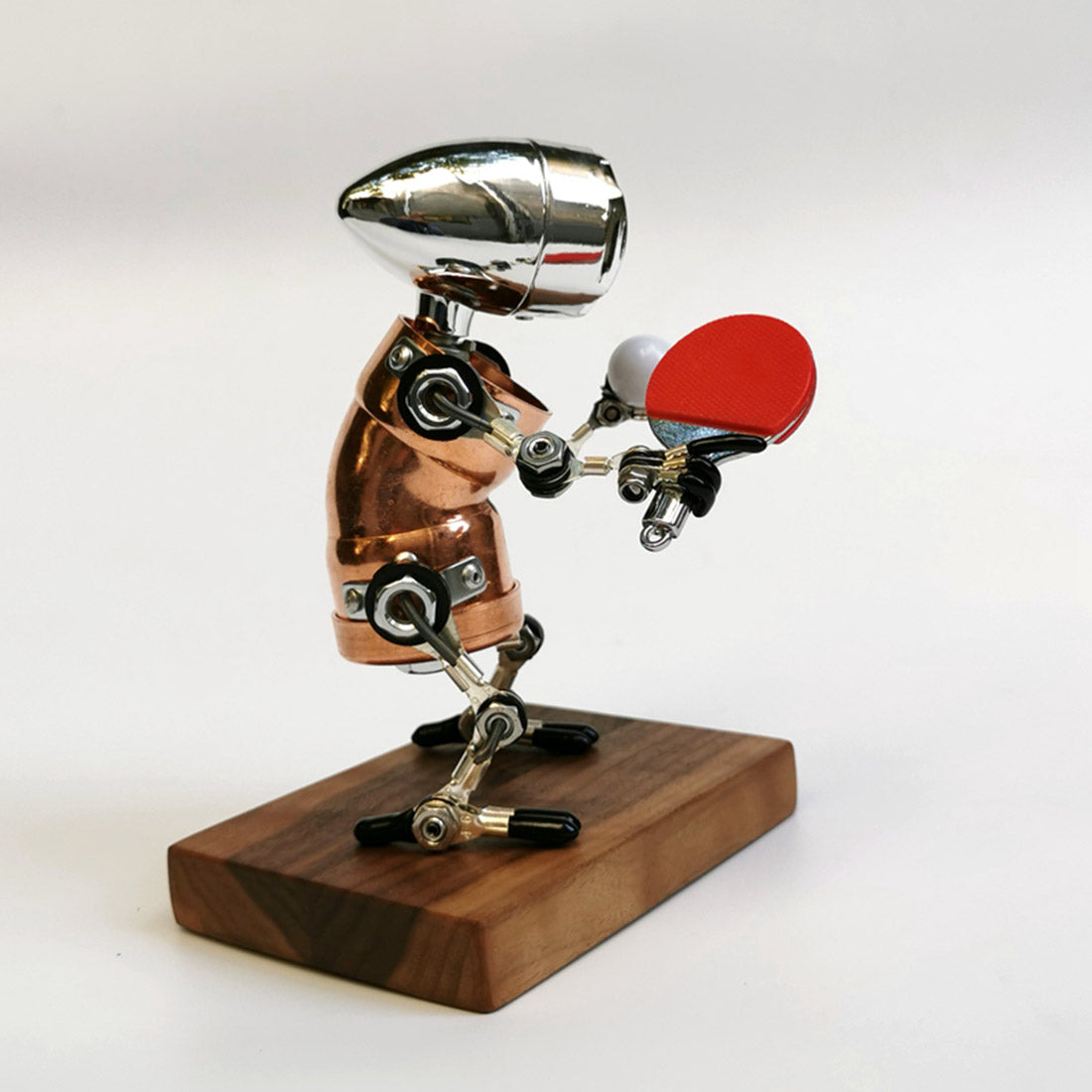 Steampunk Metal Model Robot Table Tennis Player David Night Light Edition