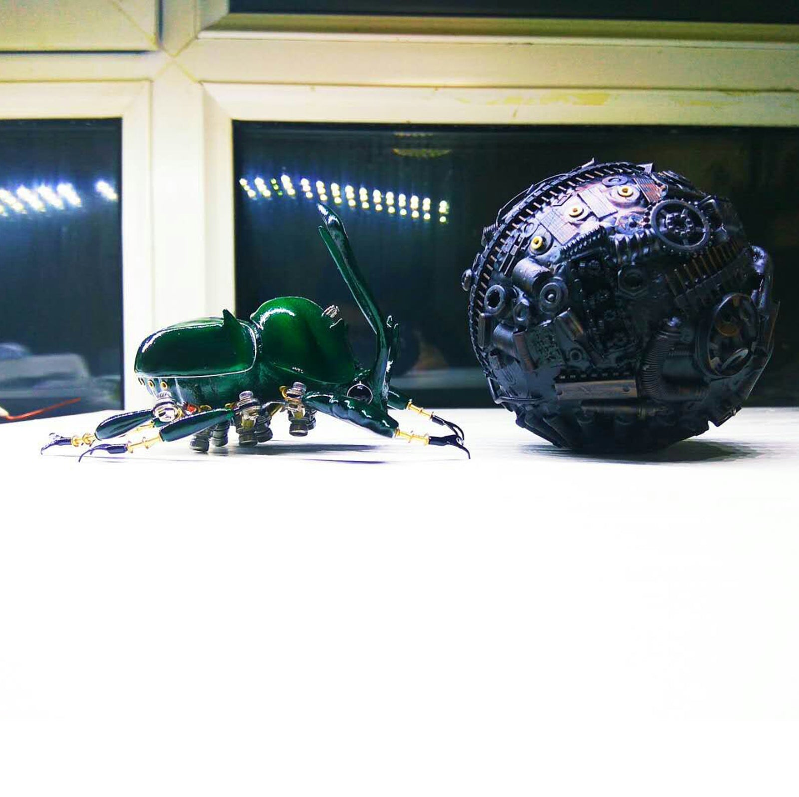 Steampunk  Dung Beetle Bugs Sculpture Model 3D Metal Assembled Crafts