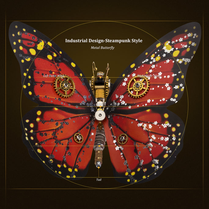 3pcs/ Set Steampunk 3D Monarch Butterflies Model Building Kit