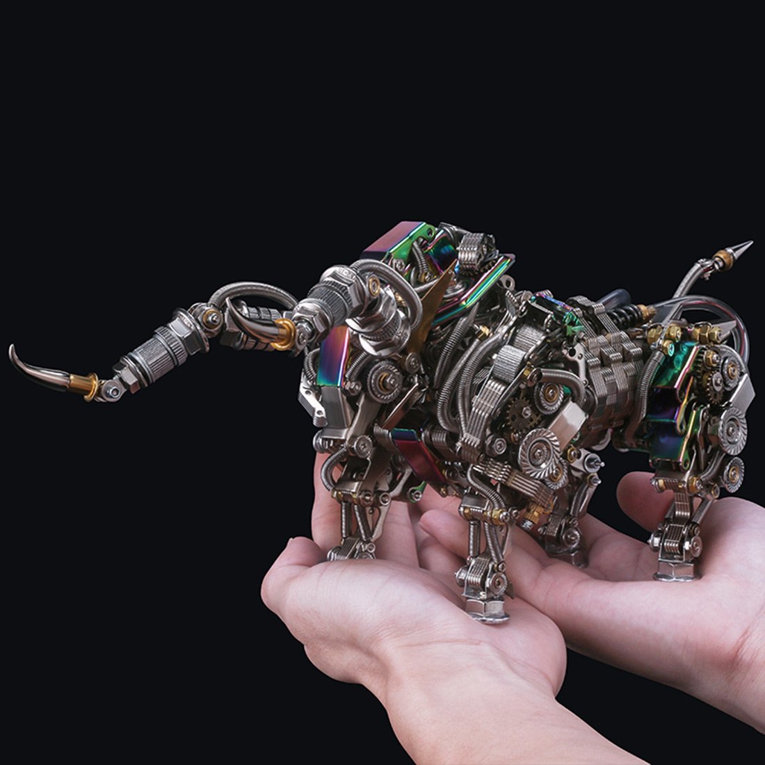 1087Pcs Metal 3D DIY Mechanical Bull Animal Model Assembly Kit for Adult