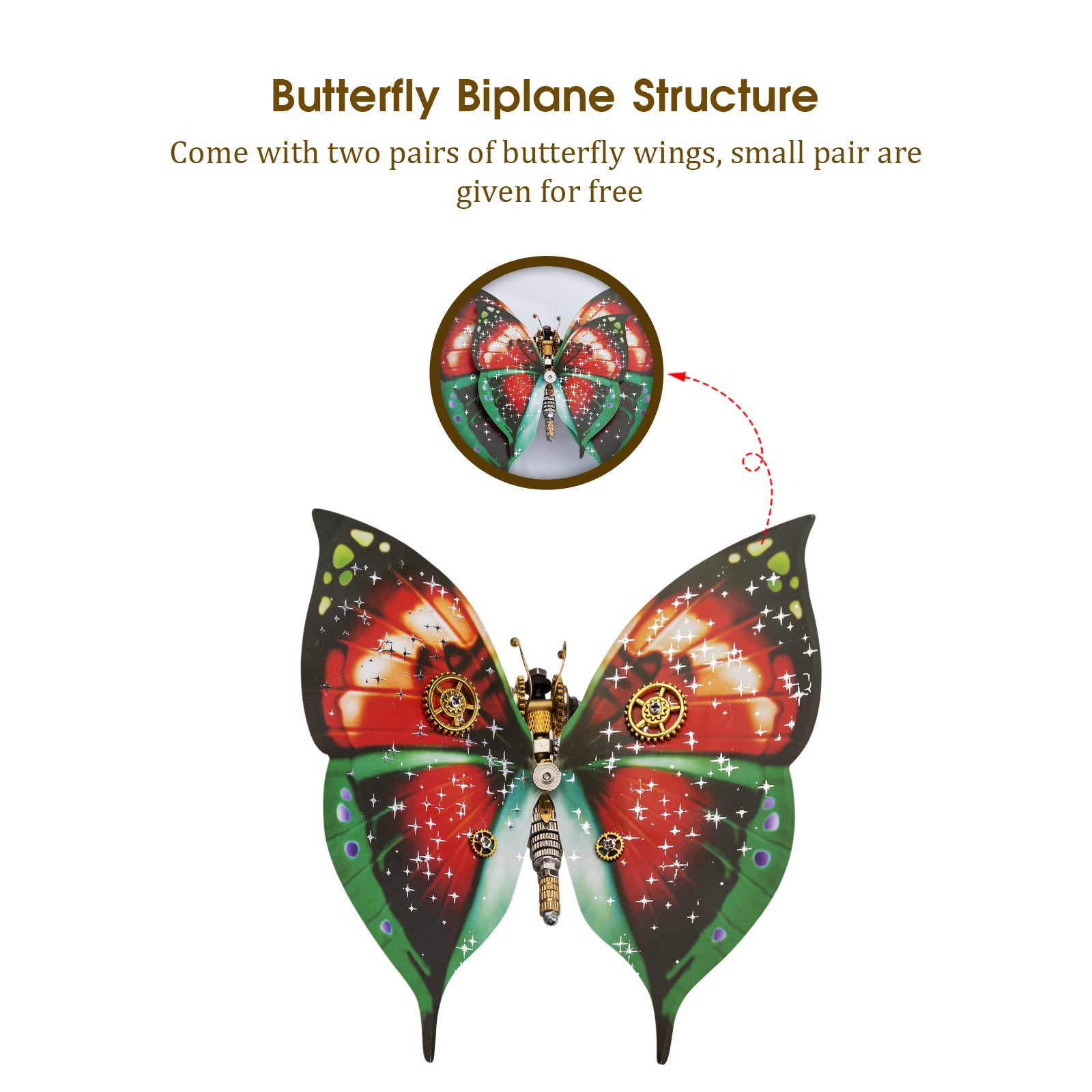 150Pcs Red and Green Swallowtail Butterfly Assembly Steampunk Model Kit