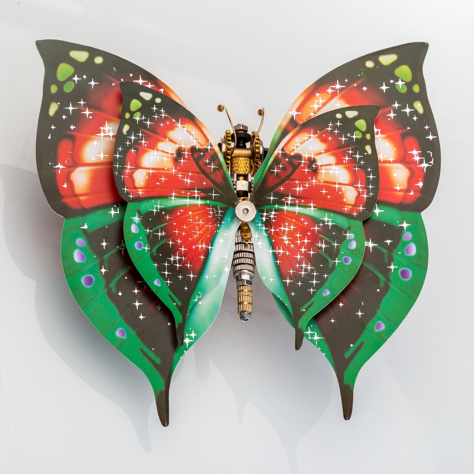 150Pcs Red and Green Swallowtail Butterfly Assembly Steampunk Model Kit