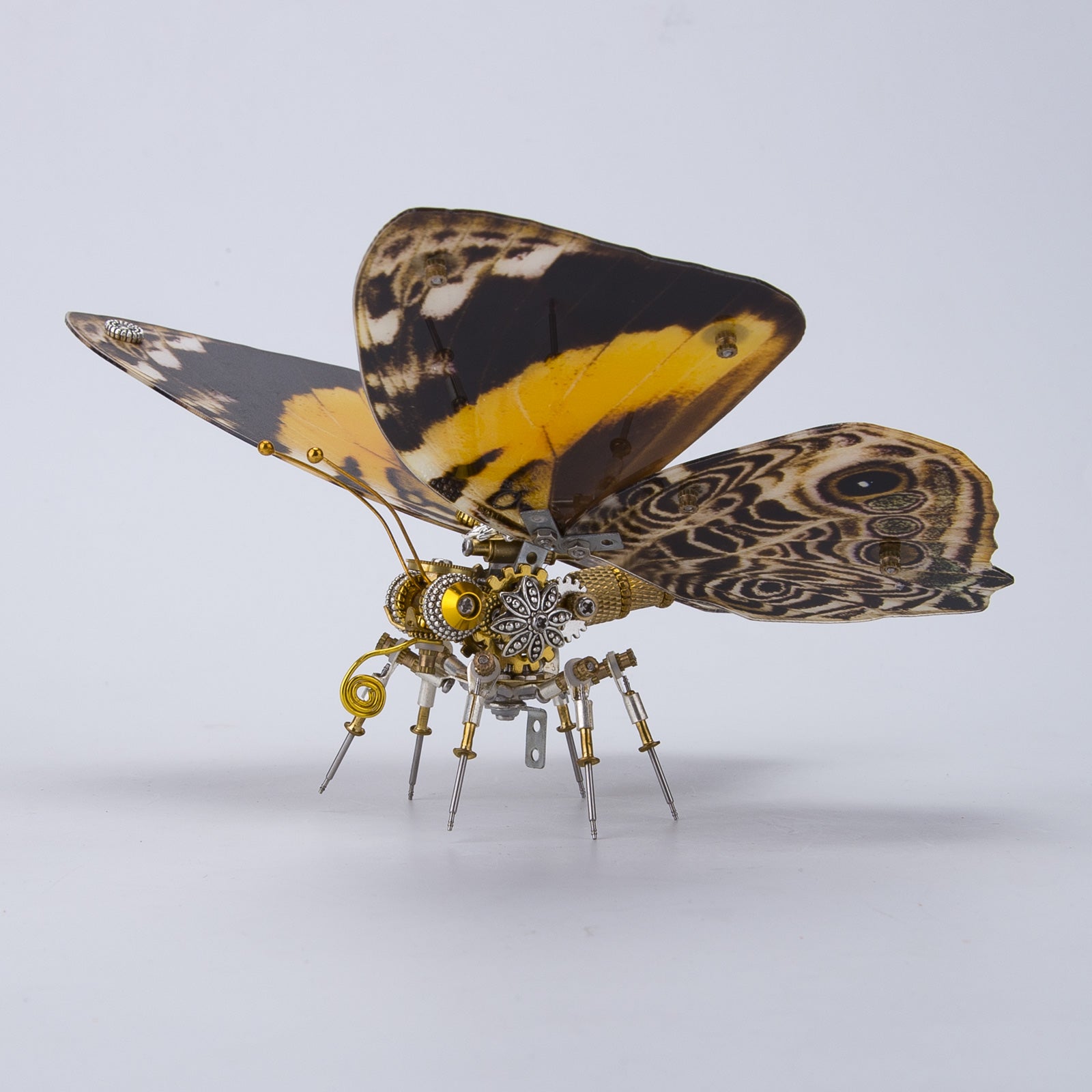150PCS+ Steampunk Brown Butterfly with Orange Spots 3D Metal  Model DIY Kits