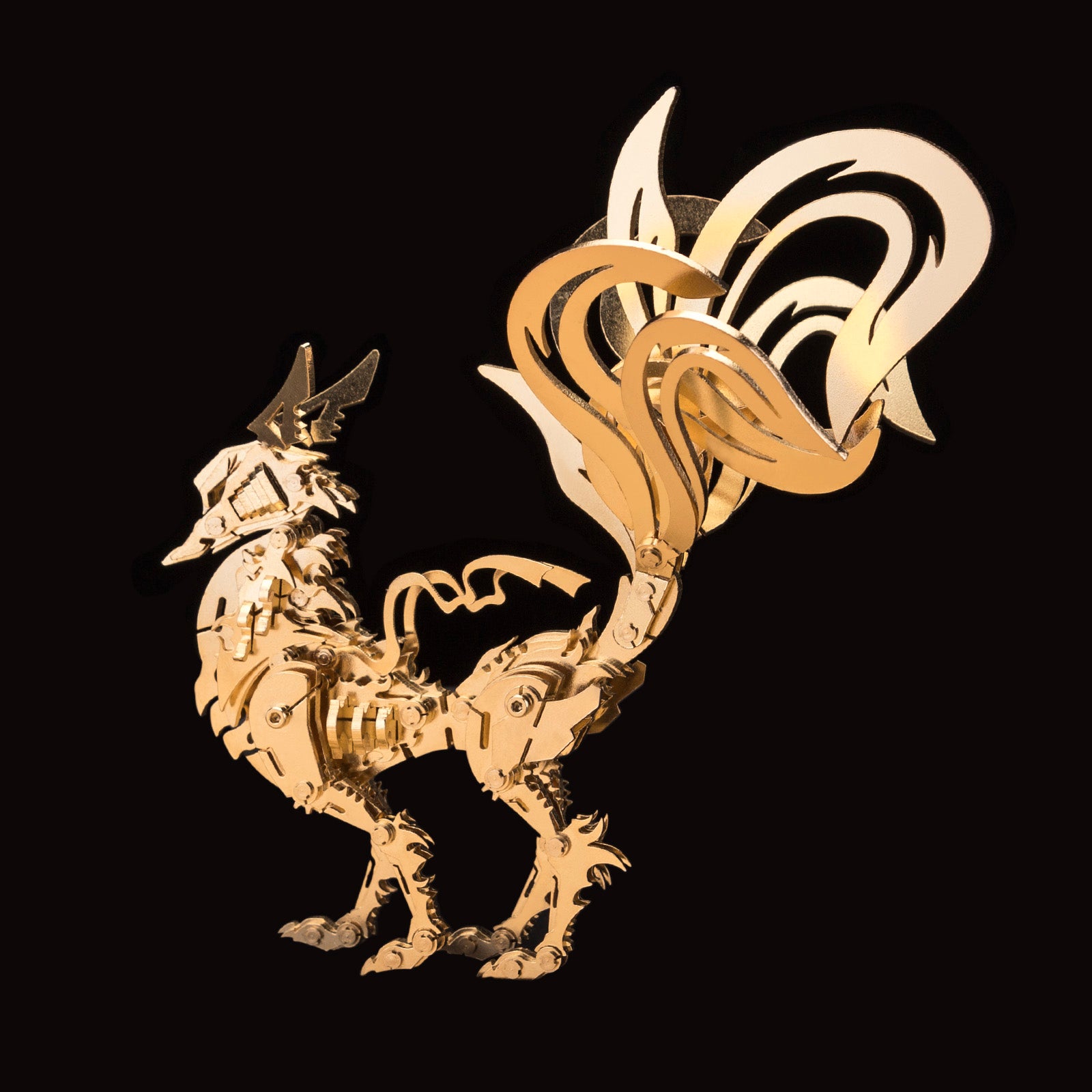 200Pcs+Oriental Mythological Golden Nine-tailed Fox Creatures 3D Metal Puzzle
