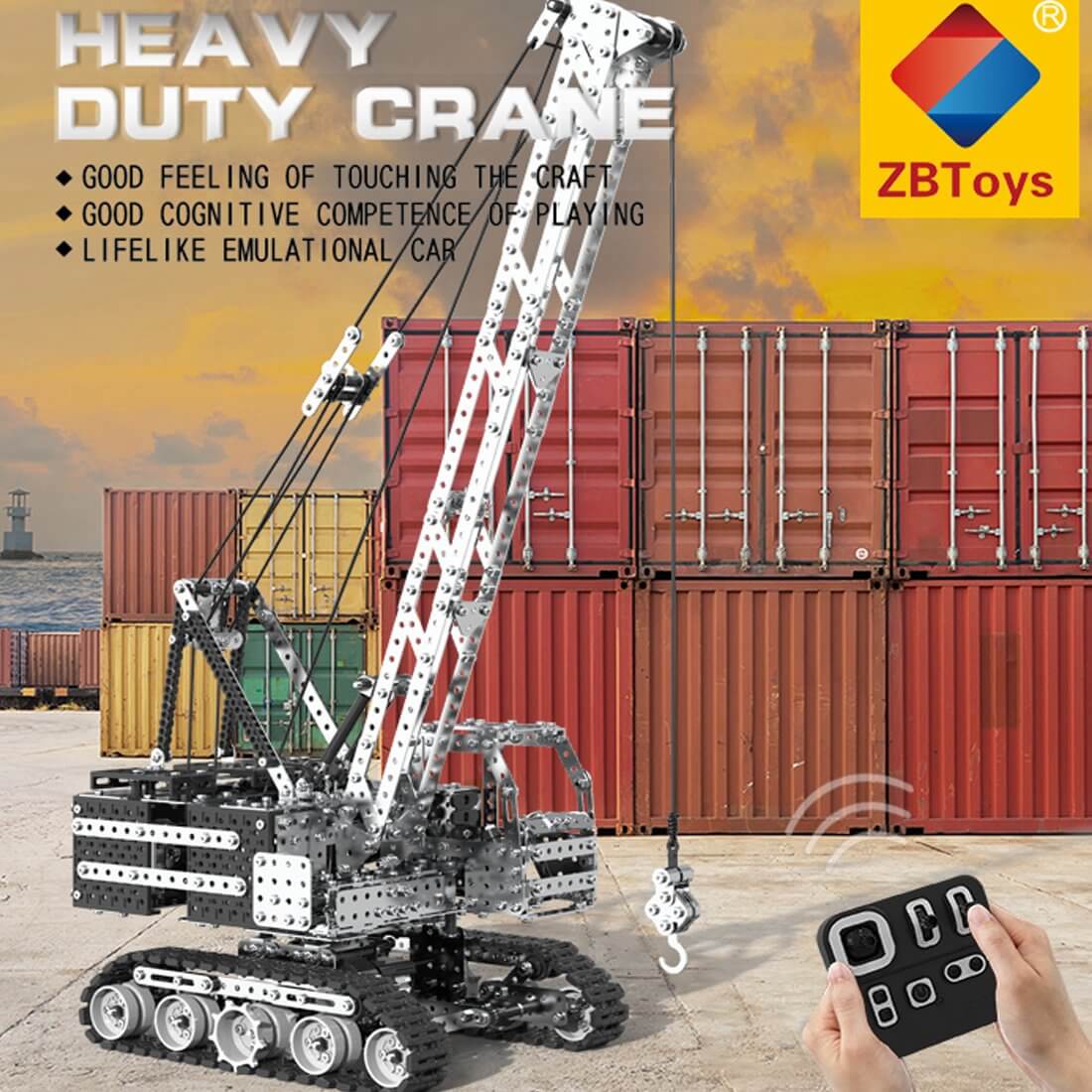 2152Pcs DIY Assembly Stainless Steel 2.4G 12CH Crane RC Crawler Crane Toy