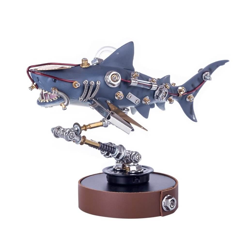 217Pcs 3D Assembly DIY Metal Mechanical Shark Variant Beast Puzzle Model