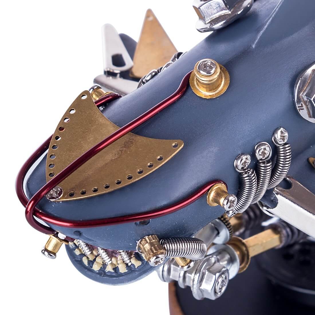 217Pcs 3D Assembly DIY Metal Mechanical Shark Variant Beast Puzzle Model
