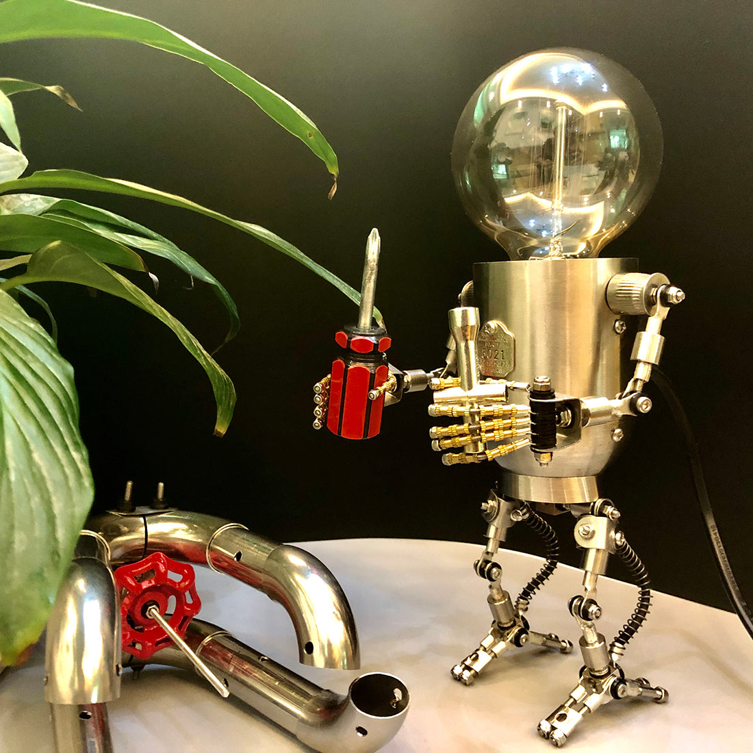 Blæse ornament Hej hej 250Pcs+ Metal Future Robot Bulb Lamp Handyman Mr Gort Model Building K
