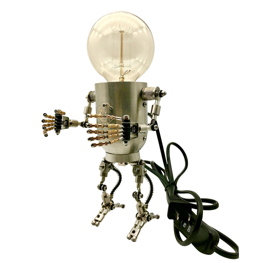 250Pcs+ Metal Future Robot Bulb Lamp Handyman Mr Gort Model Building Kits with Light