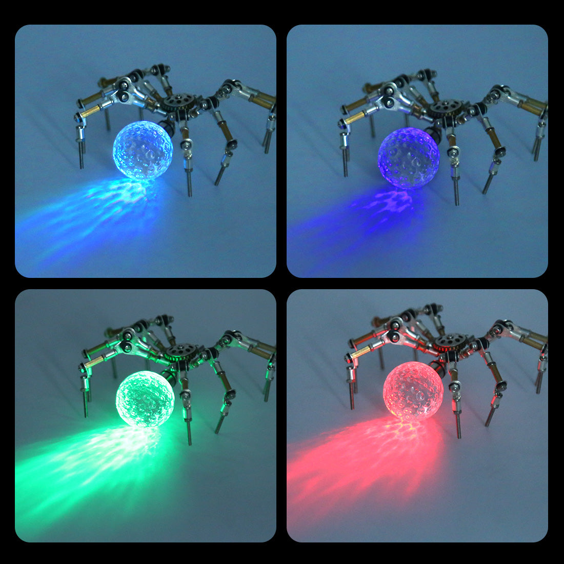 Mini Led Spider 270PCS+ Halloween Light up Mini Spider Model DIY Kits 3D Metal Puzzle