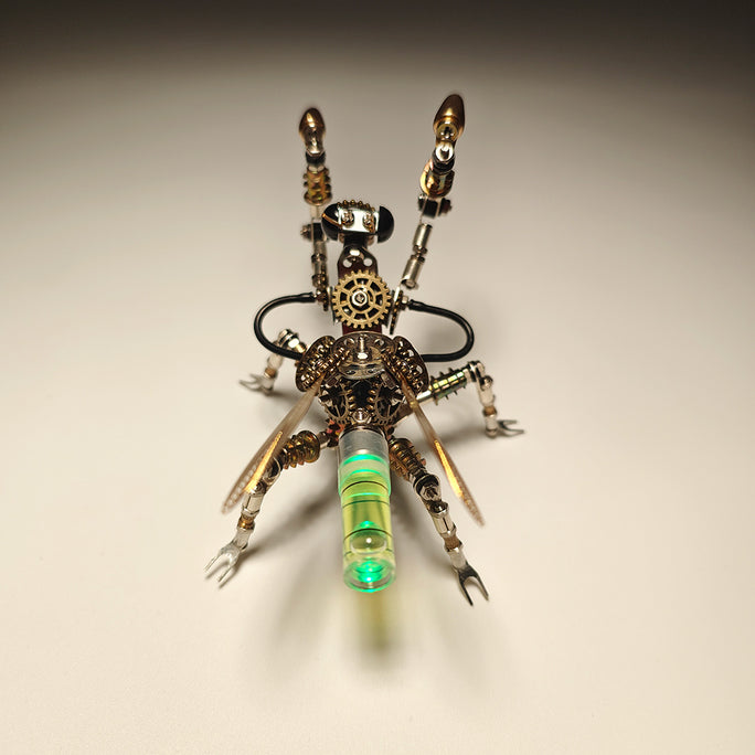 300PCS+ Steampunk Little Mantis with Glow Light 3D Metal Insect Model DIY Kits