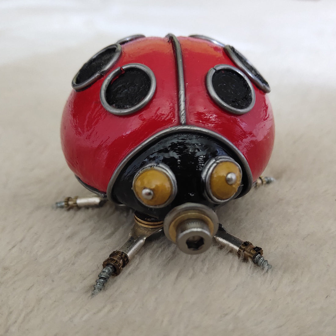 3D Metal Steampunk Coccinellidae Ladybird Sculpture Model for Collection